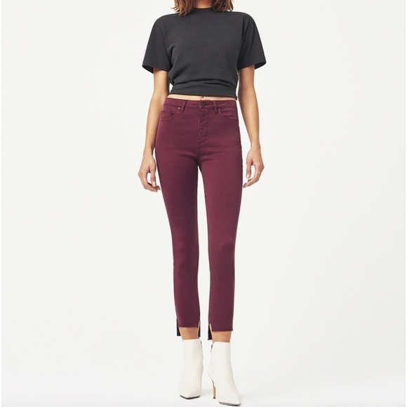 DL1961 Chrissy Trimtone Skinny Rouge Noir Jeans - Picture 1 of 6